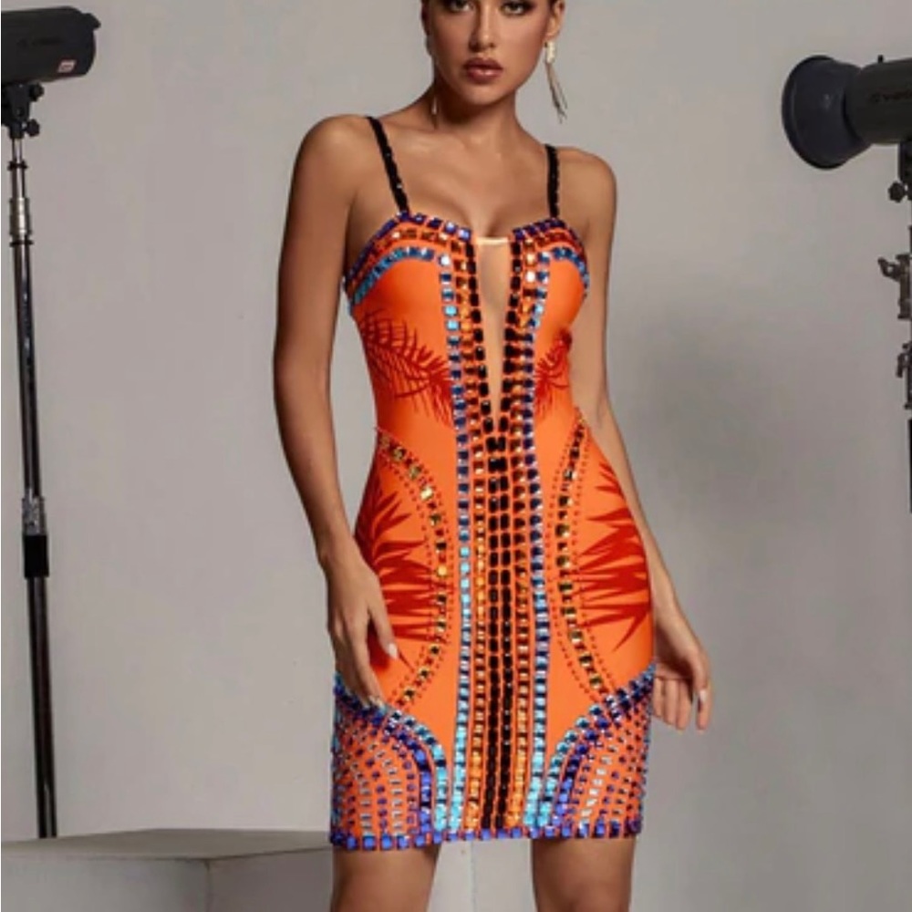 Embellished bandage dress